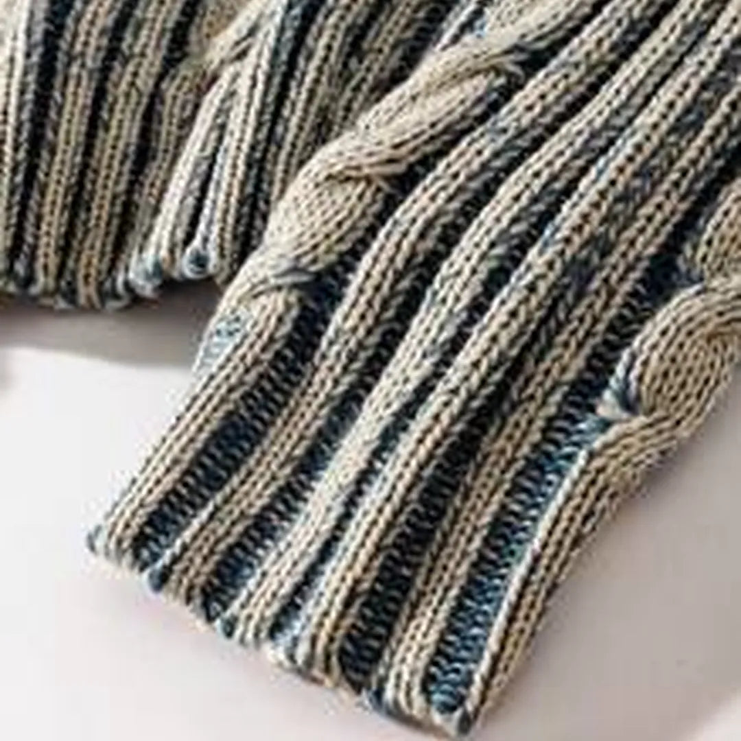 Men's Autumn/Winter Retro Fashion Twisted Cord Element Round Neck