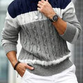 Men's Colorblock Crew Neck Long Sleeve Loose Casual Knit Sweater