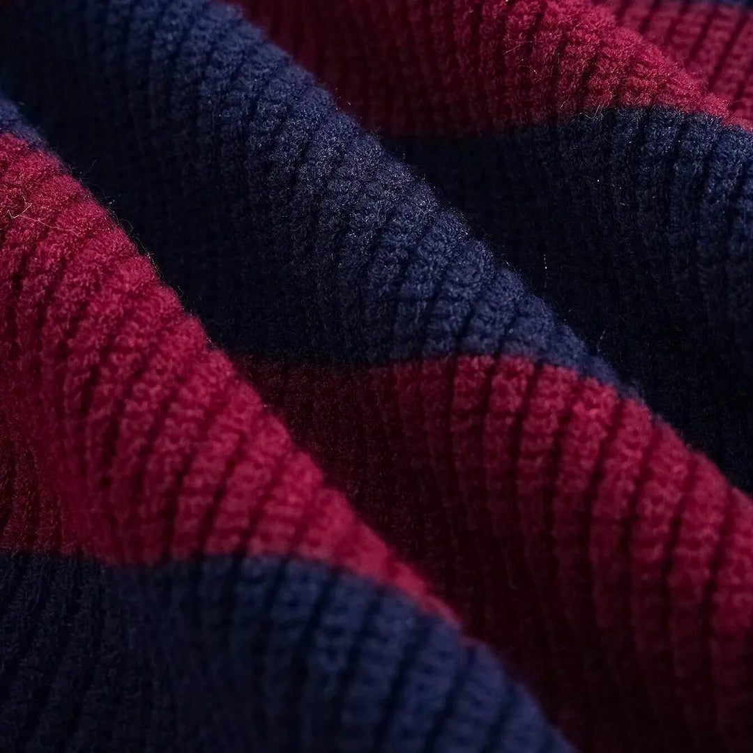 Winter Men's Fashion Contrasting Colors, Striped Crew Neck