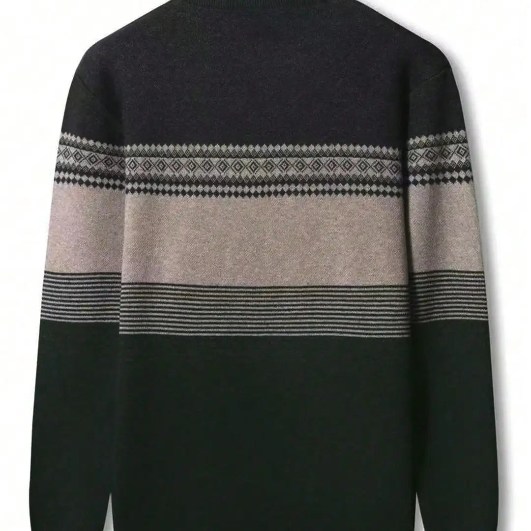 Men's Thick Patterned Knit Sweater For Winter