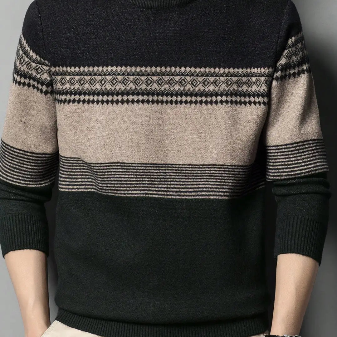 Men's Thick Patterned Knit Sweater For Winter
