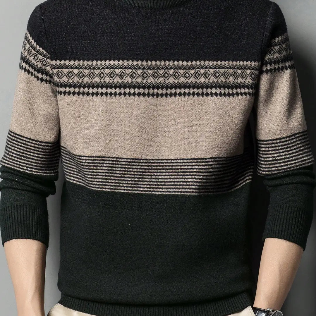 Men's Thick Patterned Knit Sweater For Winter