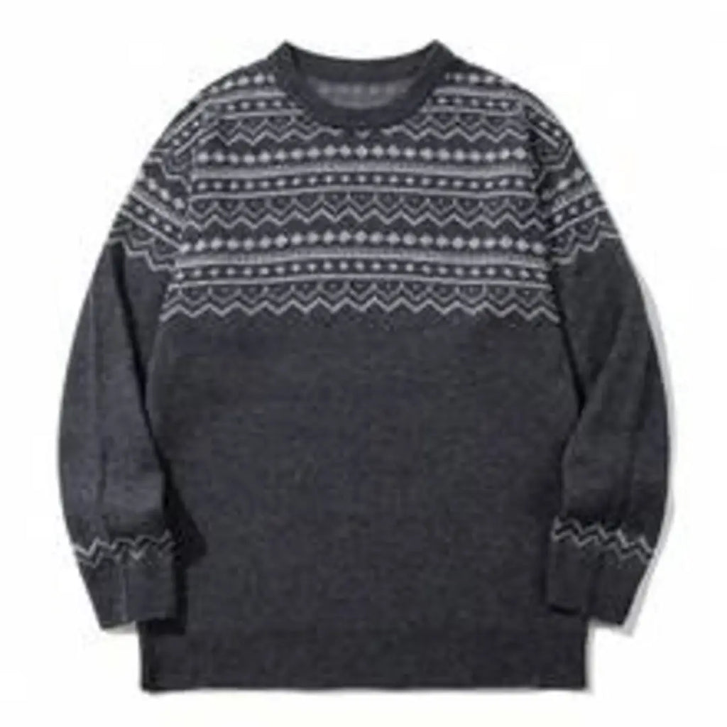 Men's Round Neck Nordic Style Christmas Loose Geometric Pattern