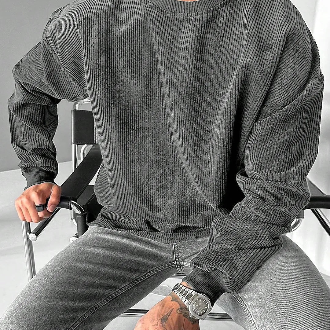 shein Men's Casual Old Money Men Corduroy Sweatshirt, For Fall Winter