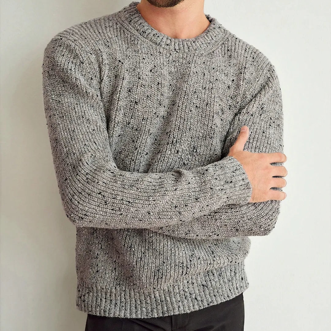 Men's Long Sleeve Casual Versatile Minimalist Ribbed Knit Sweater,