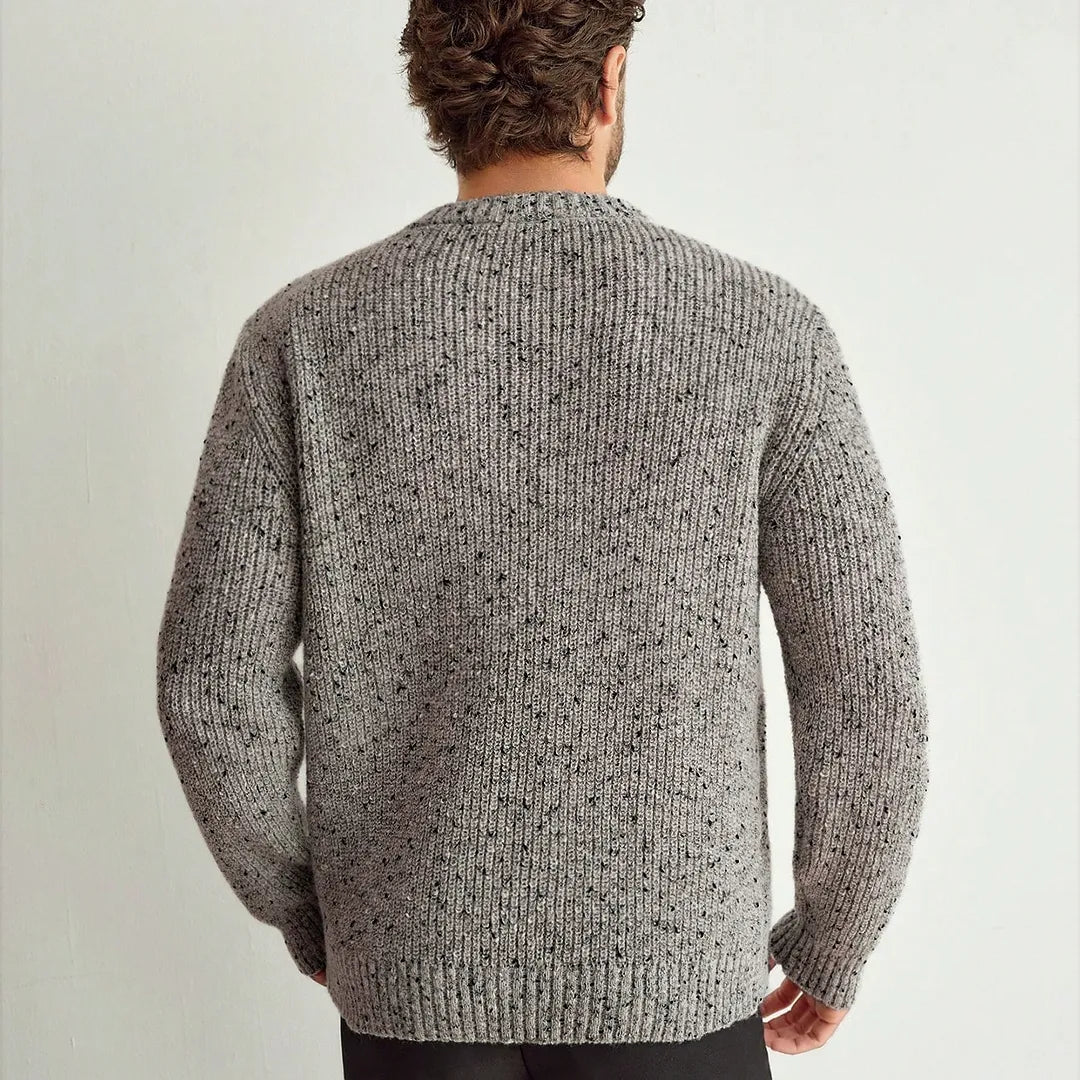 Men's Long Sleeve Casual Versatile Minimalist Ribbed Knit Sweater,