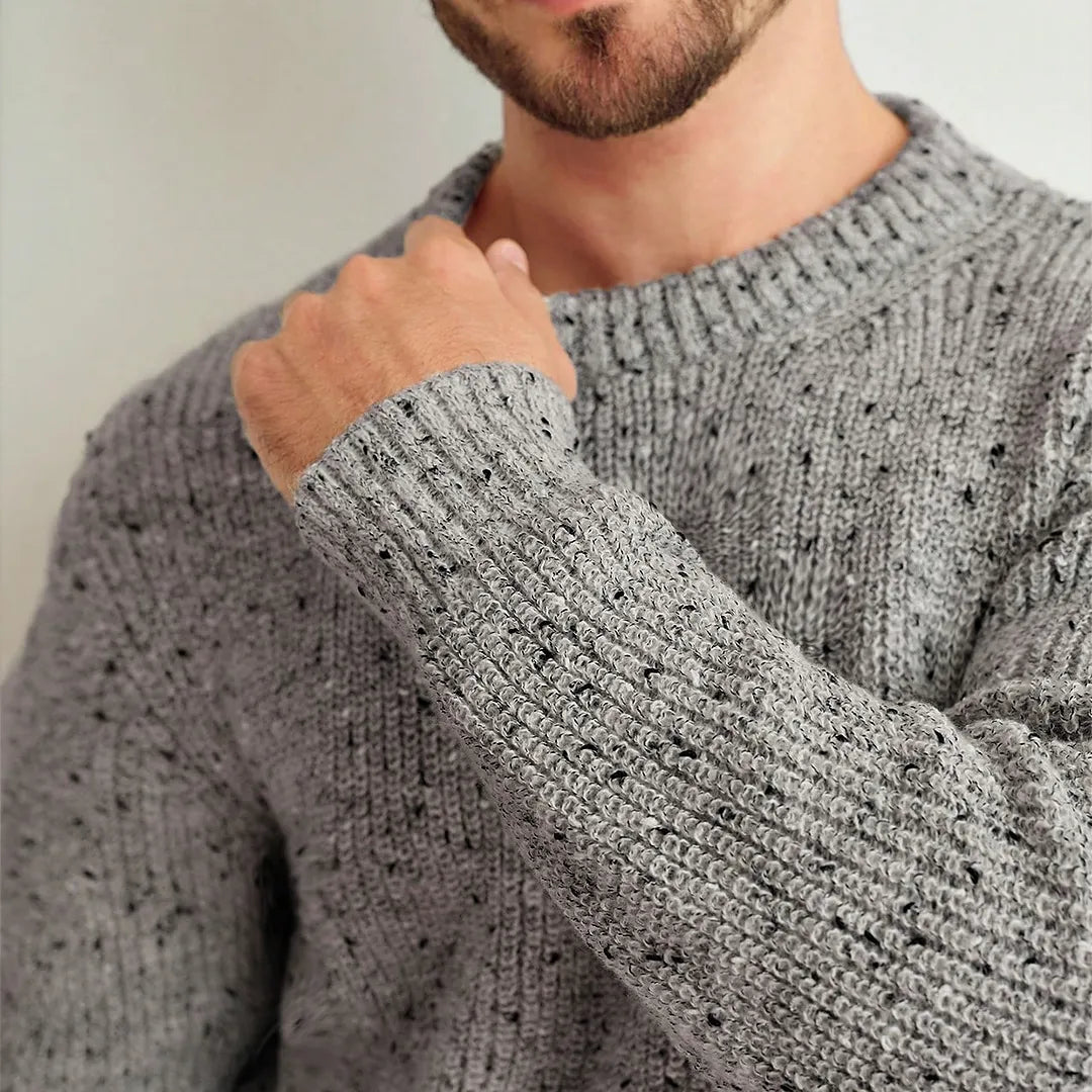 Men's Long Sleeve Casual Versatile Minimalist Ribbed Knit Sweater,