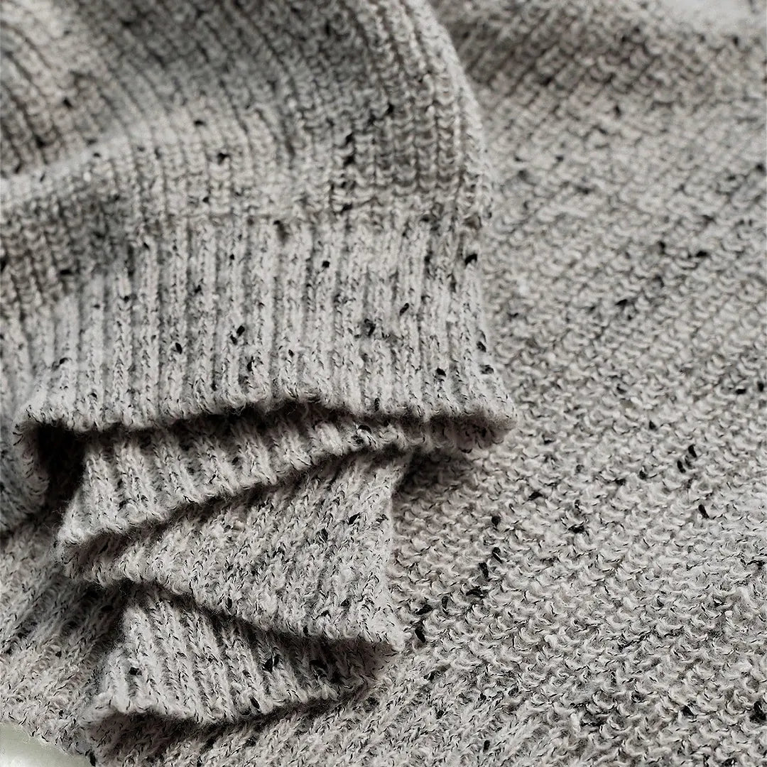 Men's Long Sleeve Casual Versatile Minimalist Ribbed Knit Sweater,