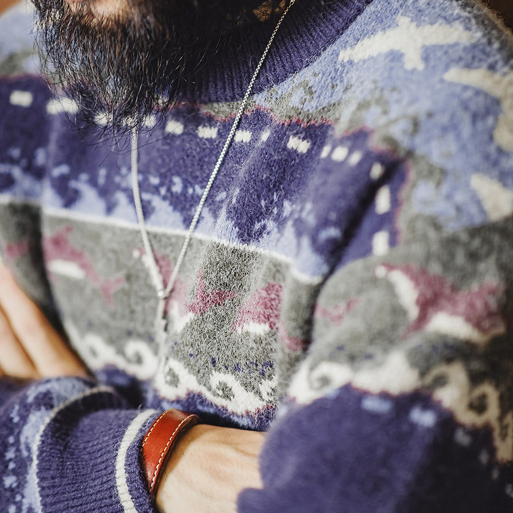 Harmony American Retro Fair Isle Pullover Thick Warm Outwear Knitwear Men's Sweater