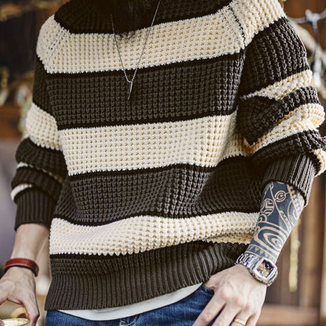 Harmony american retro contrast color pineapple texture pullover men's sweater