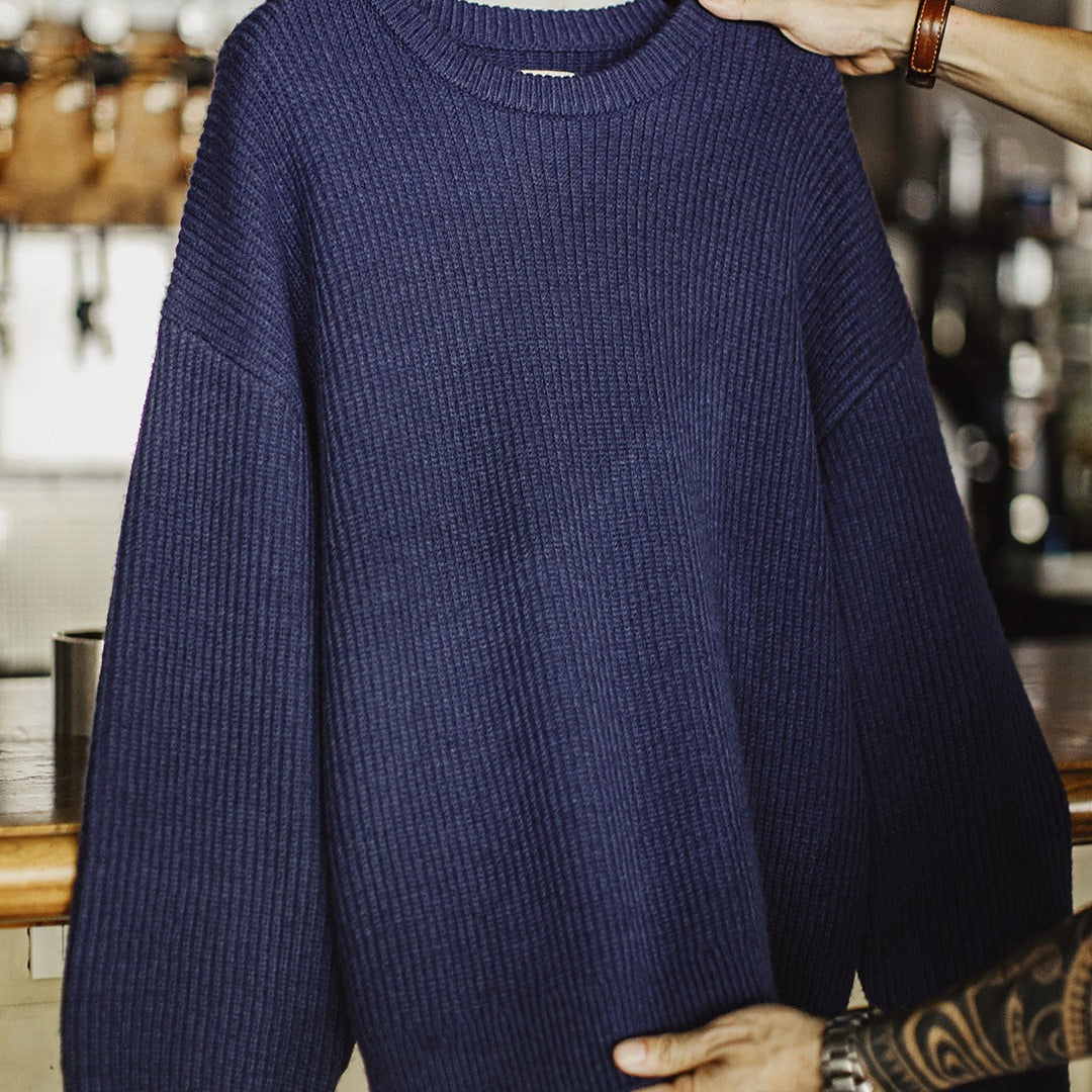 Harmony American Ribbed Pullover Striped Knit Cardigan Not easily Deformed Men's Sweater