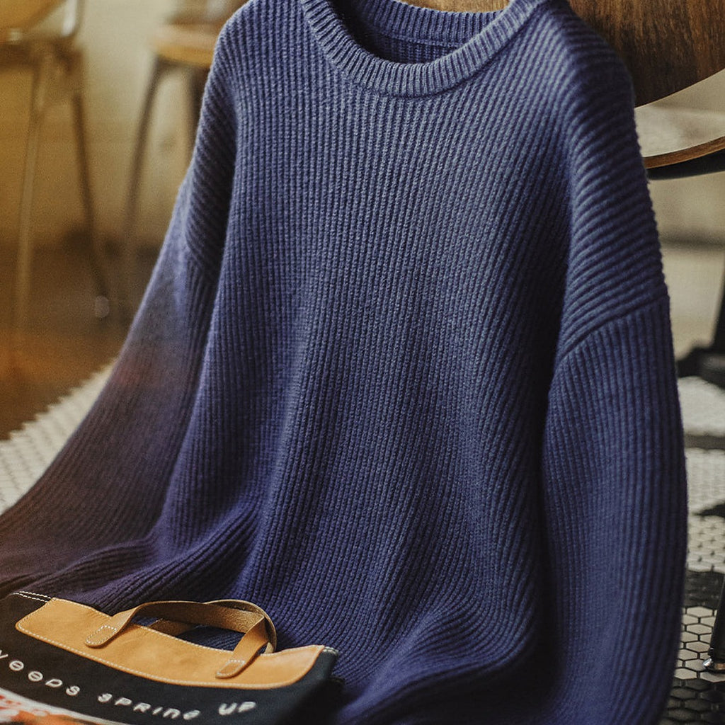 Harmony American Ribbed Pullover Striped Knit Cardigan Not easily Deformed Men's Sweater