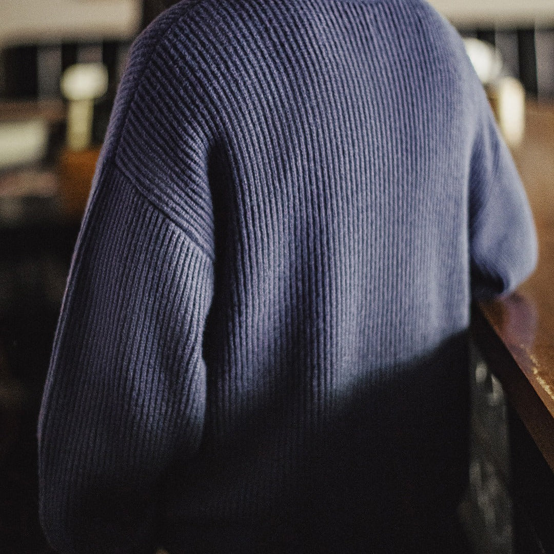 Harmony American Ribbed Pullover Striped Knit Cardigan Not easily Deformed Men's Sweater