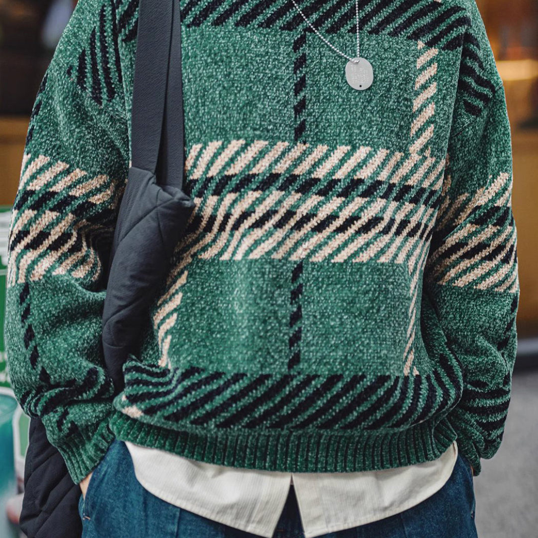 Retro Chenille Thick Warm Base Fleece Men's Sweater