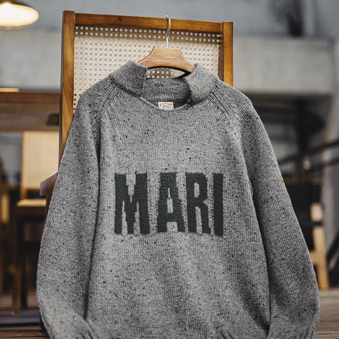 American Retro Jacquard Drape Pullover Knitwear Warm Elasticity Men's Sweater