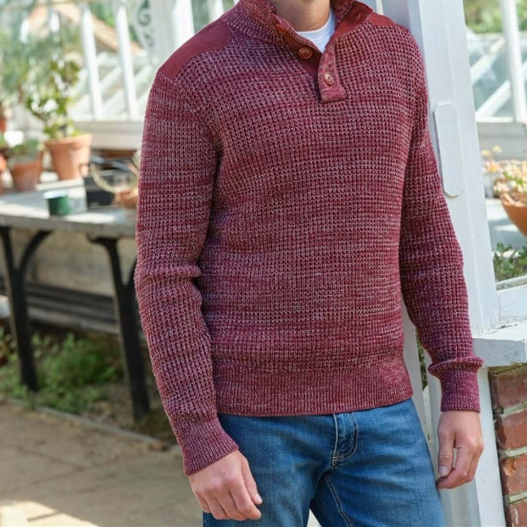 woolovers Half Button Neck Marl Sweater