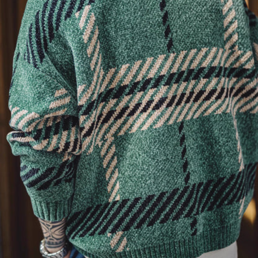 Retro Chenille Thick Warm Base Fleece Men's Sweater