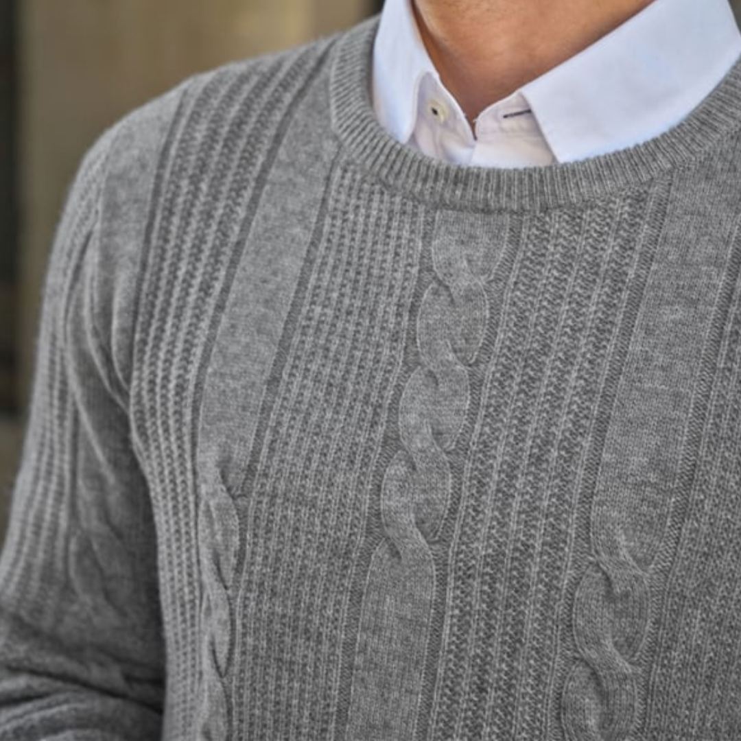 woolovers Cashmere Blend Cable Crew Neck Sweater