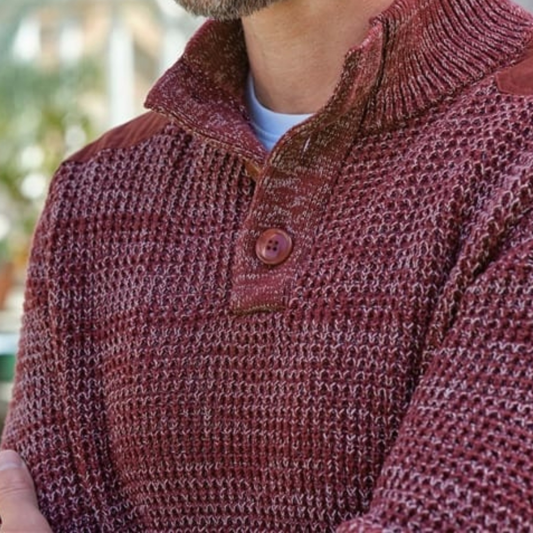 woolovers Half Button Neck Marl Sweater