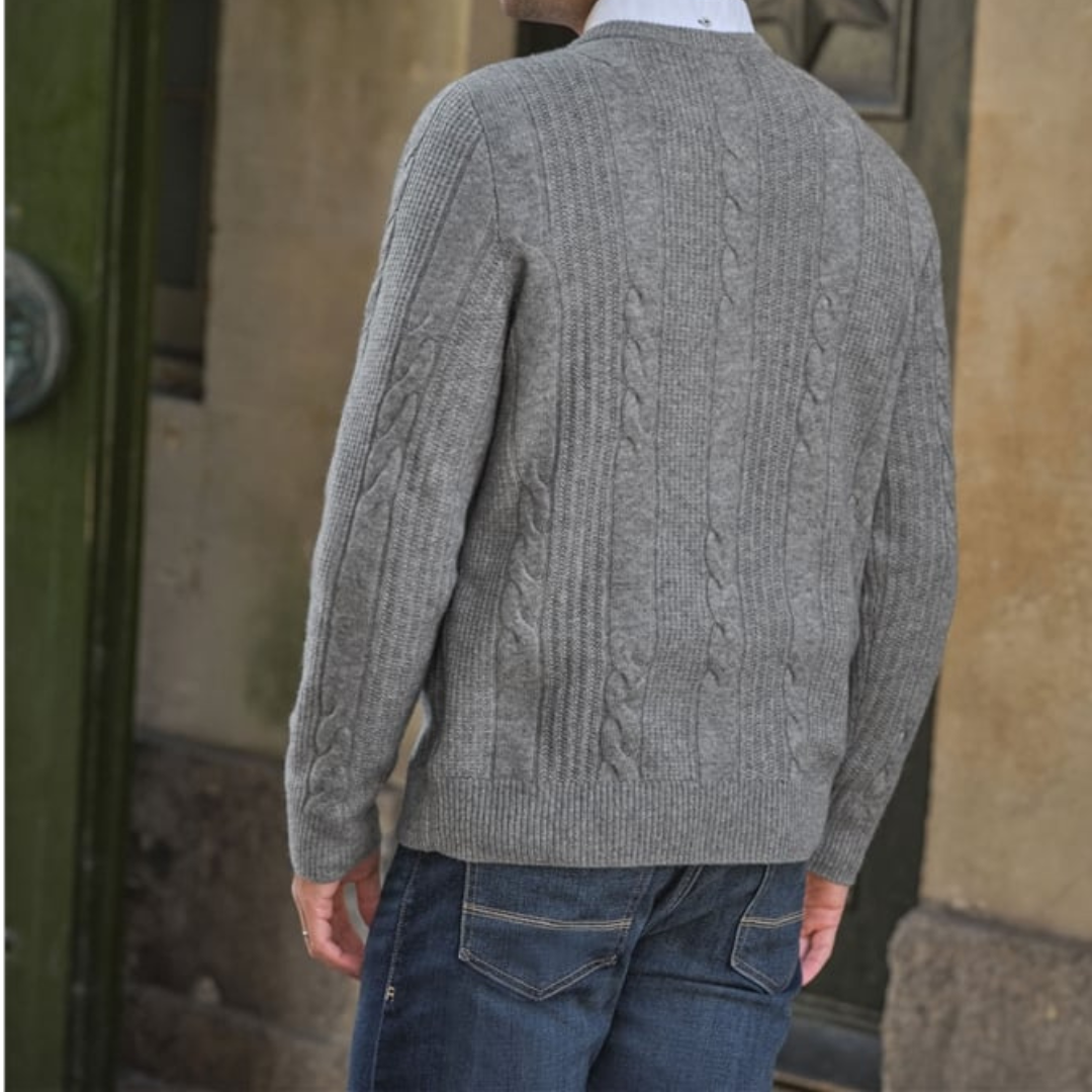 woolovers Cashmere Blend Cable Crew Neck Sweater