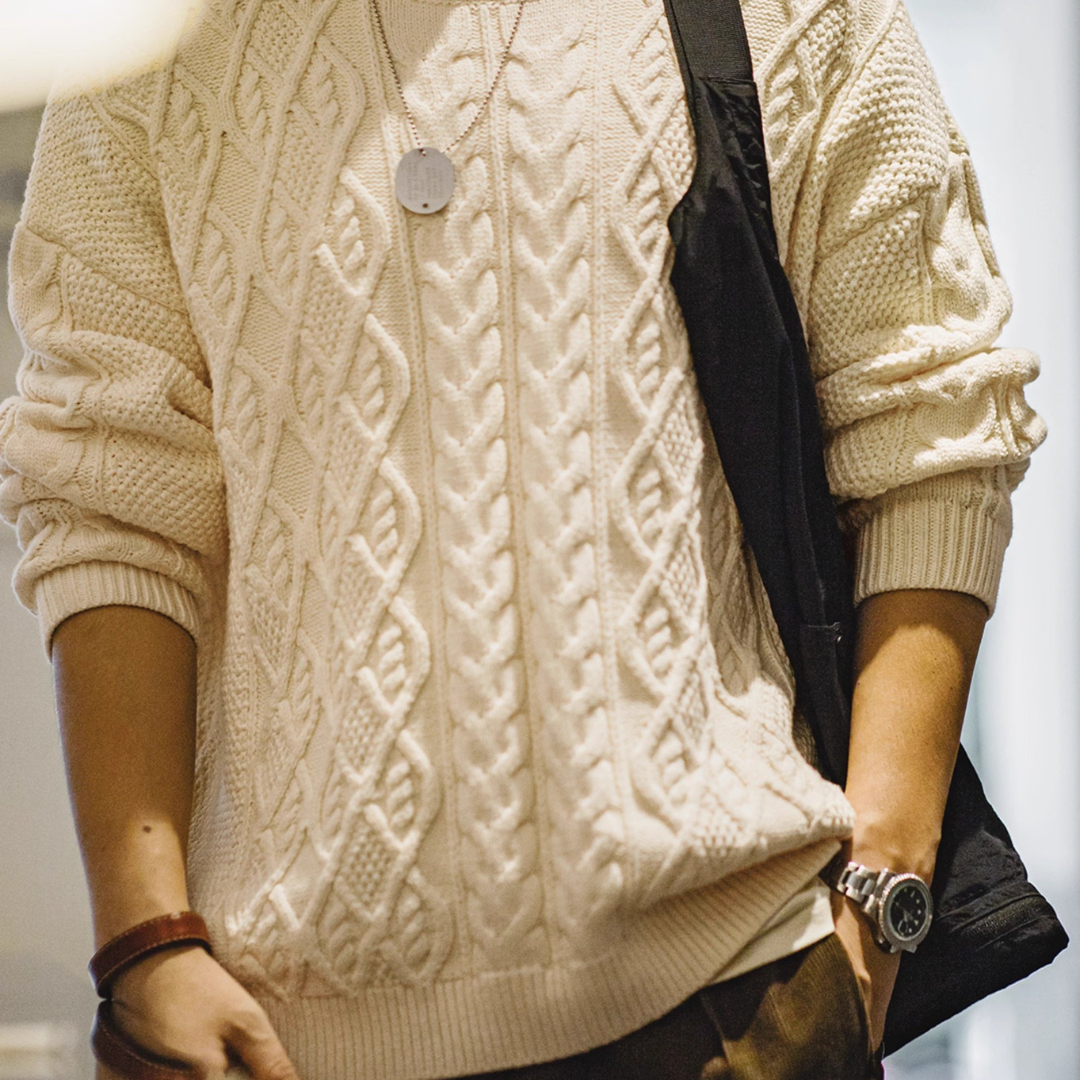 American Retro Woven Twisted Alan Loose Lazy Fisherman Men's Sweater