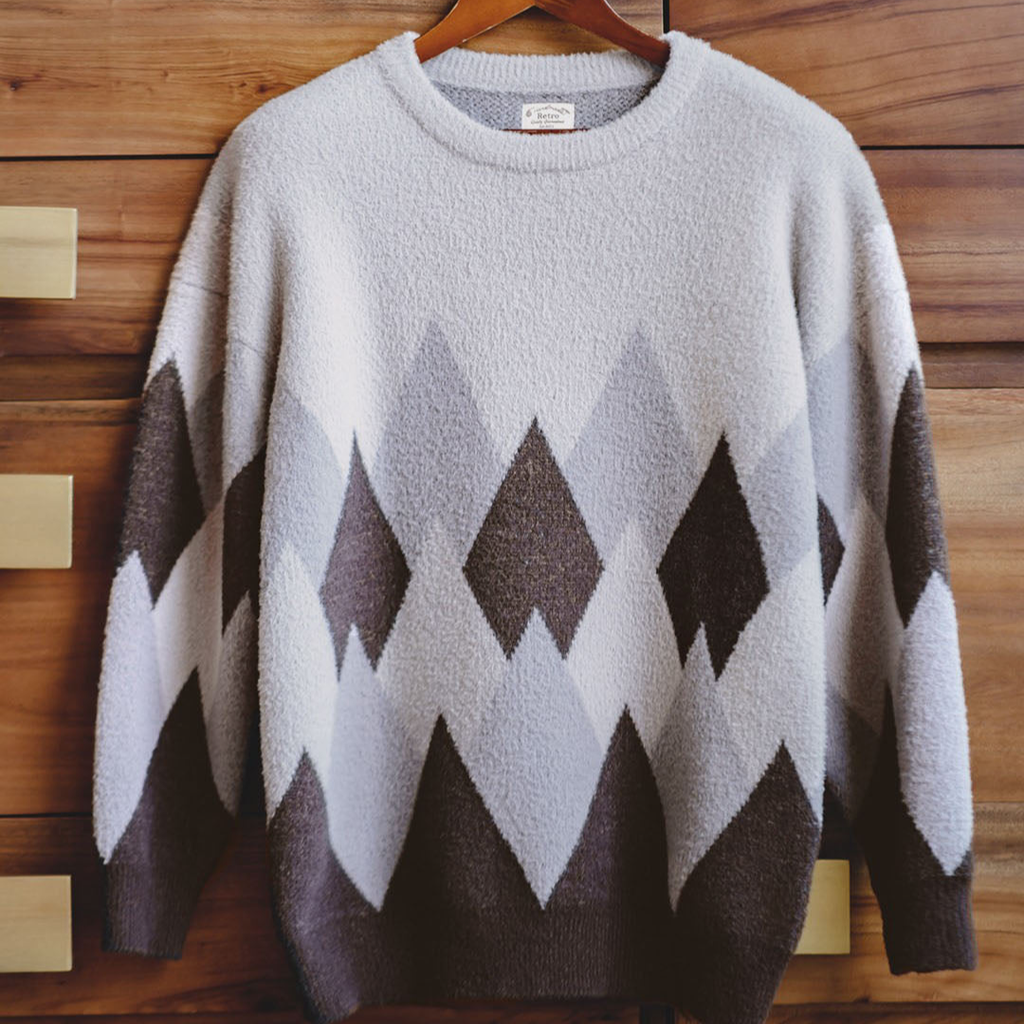 American Snow Mountain Velvet Contrast Color Men's Sweater