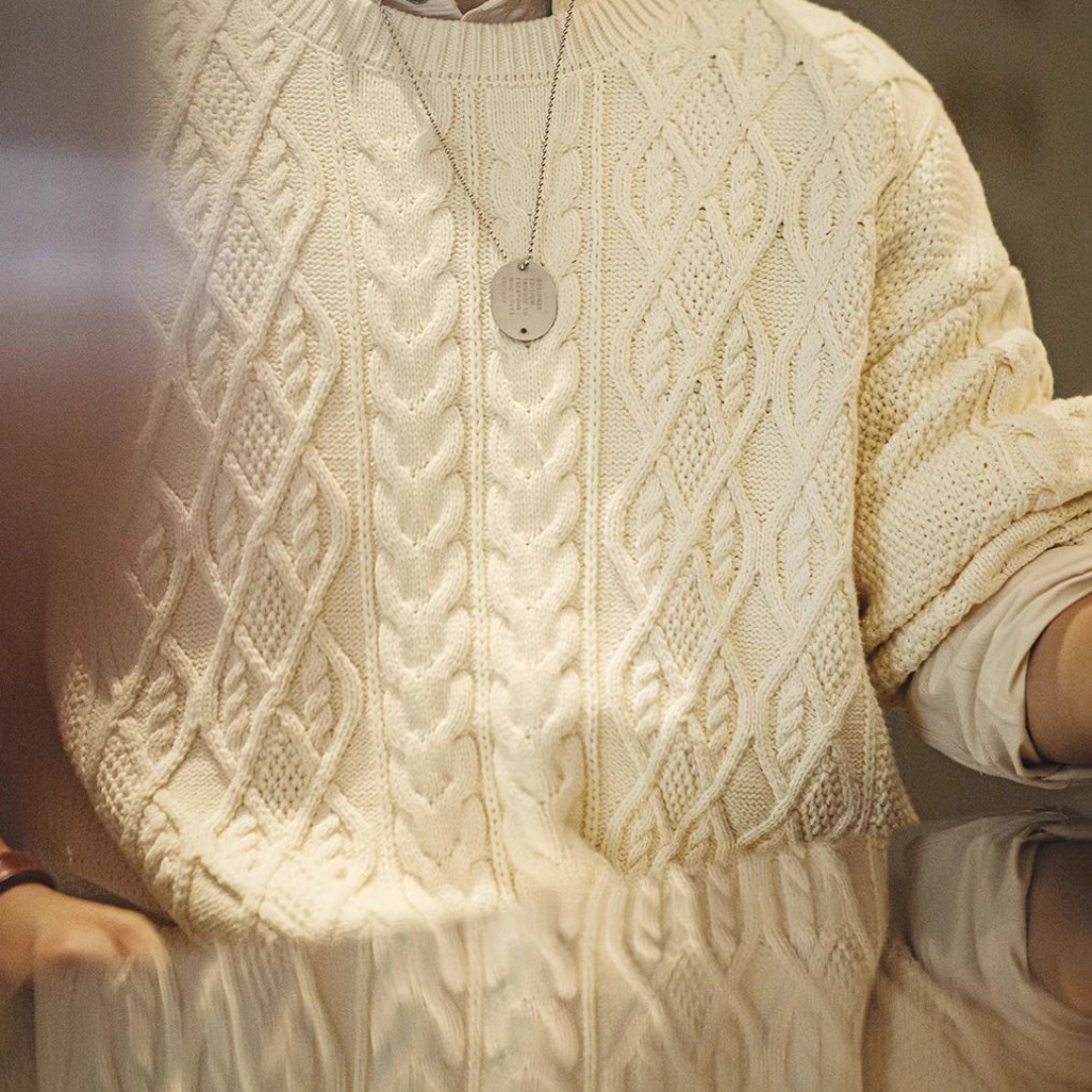 American Retro Woven Twisted Alan Loose Lazy Fisherman Men's Sweater