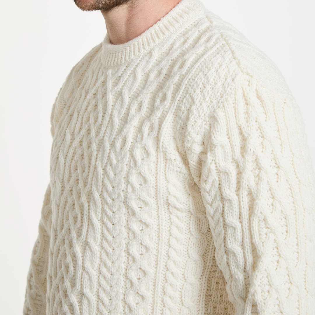 aranwoollenmills Inishturk Mens Aran Sweater - Cream