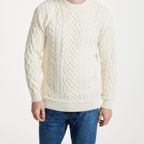 aranwoollenmills Inishturk Mens Aran Sweater - Cream