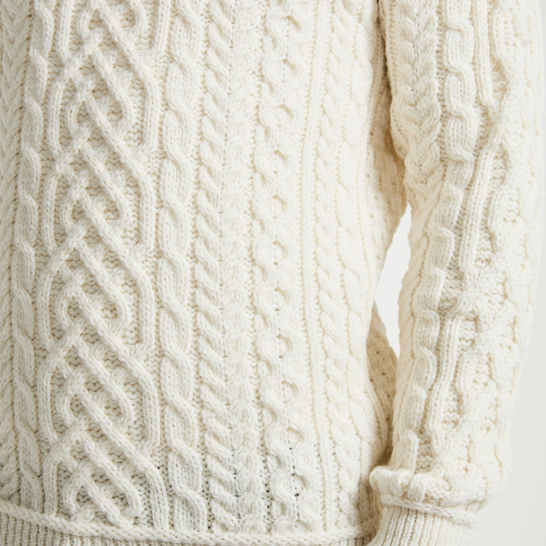 aranwoollenmills Inishturk Mens Aran Sweater - Cream