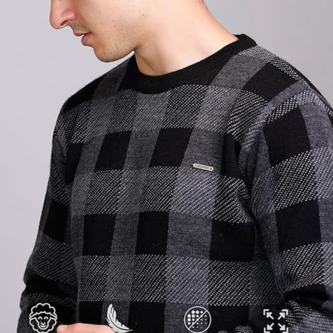GODFREY Full Sleeve Woolen Sweater for Man Winter Wear - Round Neck Pullover Regular Fit