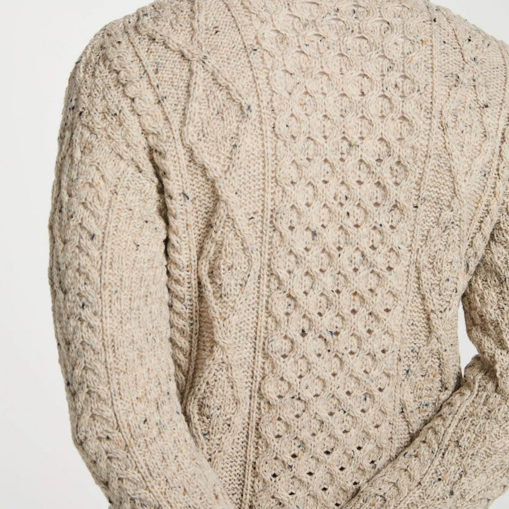aranwoollenmills Moher Traditional Aran Sweater - Flecked Oat