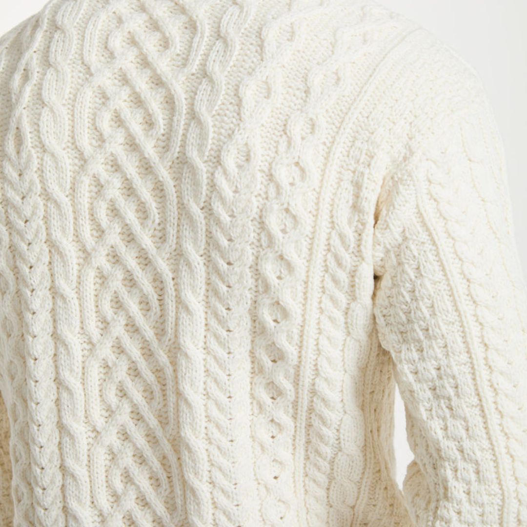 aranwoollenmills Inishturk Mens Aran Sweater - Cream